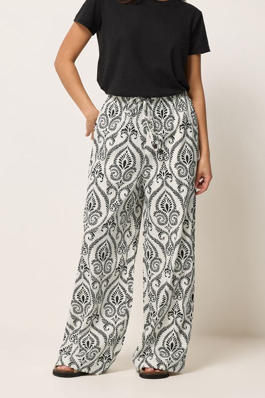 PixieGirl Petite Women's Ivory White Tile Wide Leg Trousers | PixieGirl 1