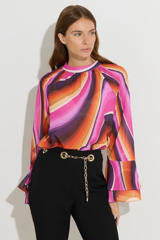 STAR Pink Abstract Flare Sleeve Blouse | StarByJM 2