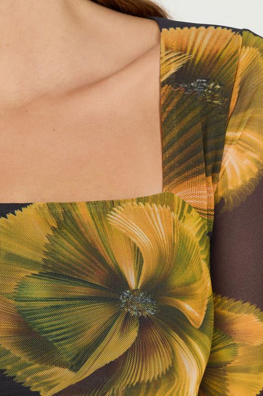 STAR Yellow Floral Square Neck Mesh Top | StarByJM 6
