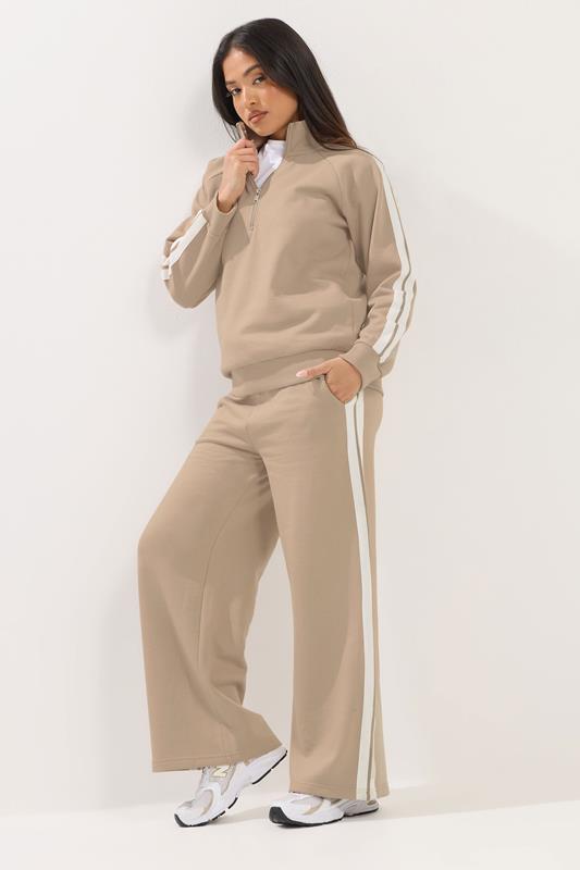  PixieGirl Petite Natural Brown Stripe Wide Leg Joggers
