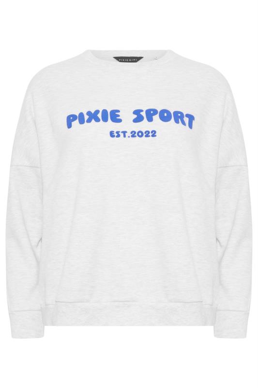 PixieGirl Petite Womens Grey 'Pixie Sport' Slogan Sweatshirt & Jogger Set | PixieGirl 7