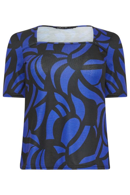 M&Co Petite Black & Blue Square Neck Top | M&Co 5