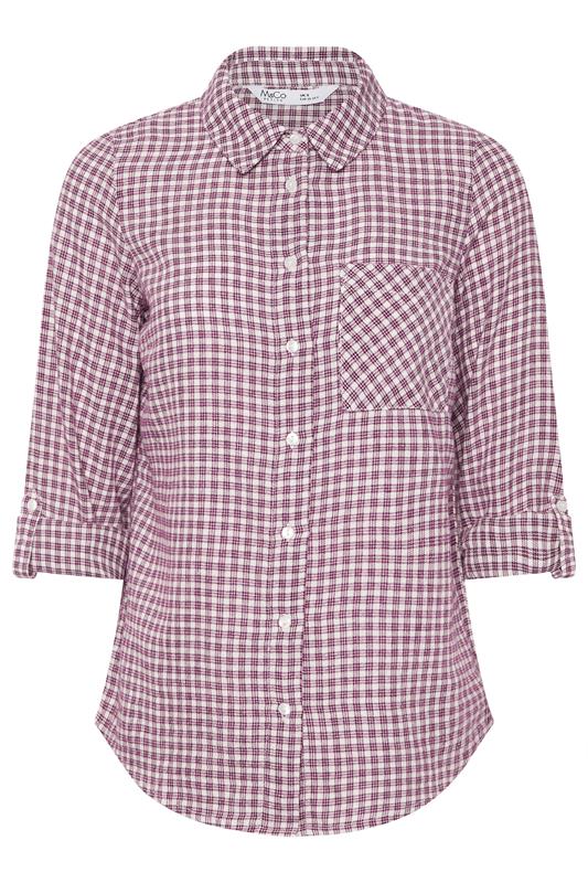 M&Co Petite Berry Red Check Cotton Shirt | M&Co 5