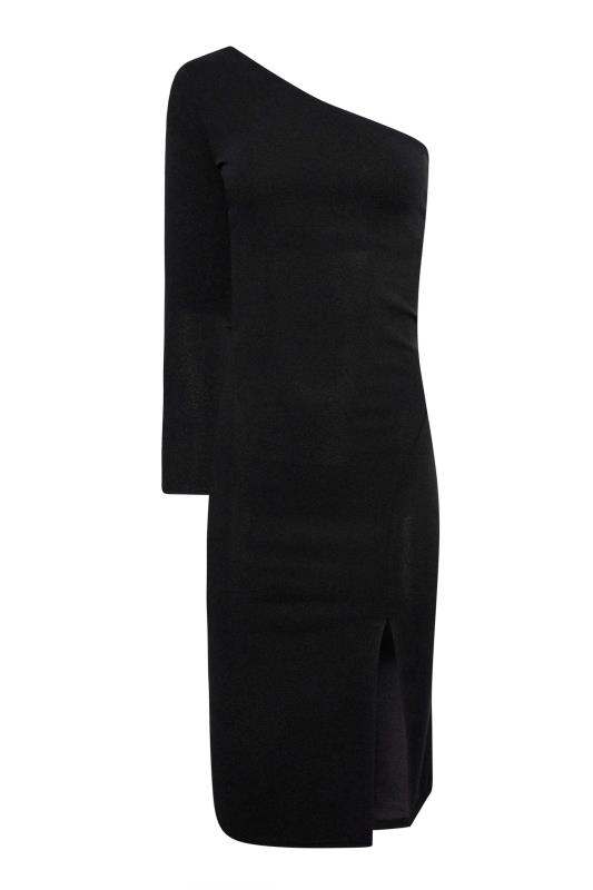 Petite Black Scuba One Shoulder Midi Dress | PixieGirl 6