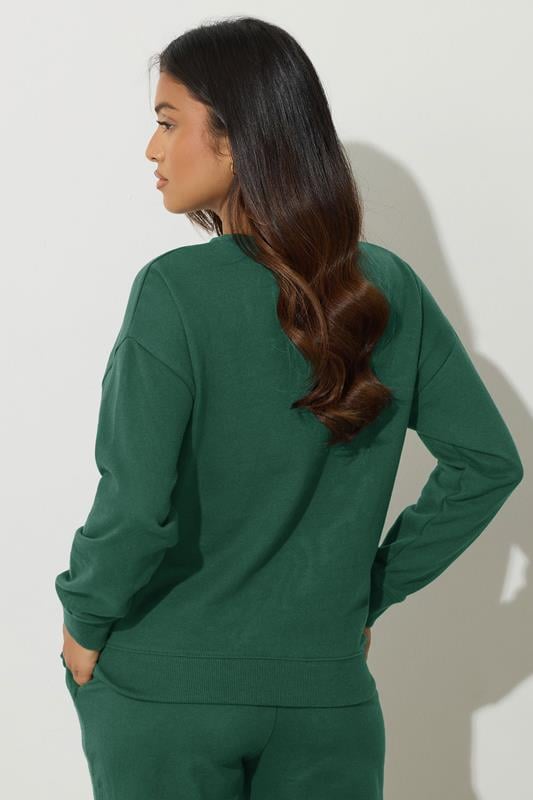 PixieGirl Petite Women's Green St Moritz Slogan Sweatshirt | PixieGirl 4