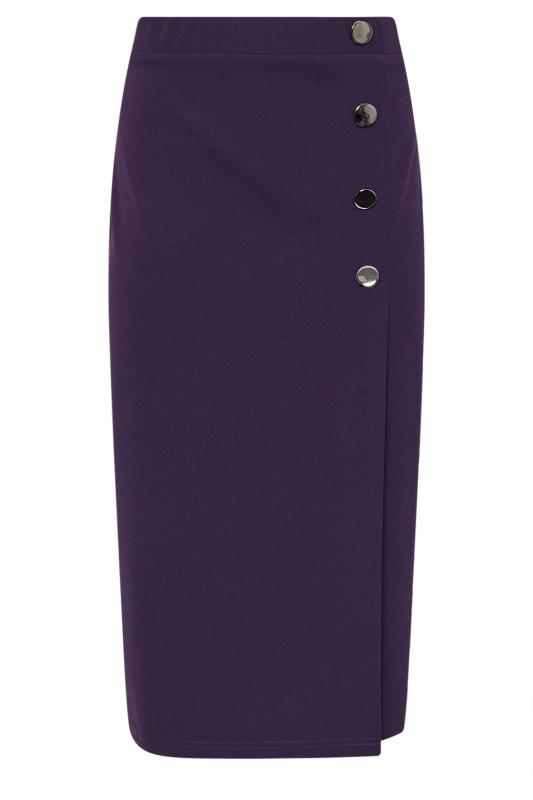 M&Co Petite Berry Purple Button Detail Midi Skirt | M&Co 5