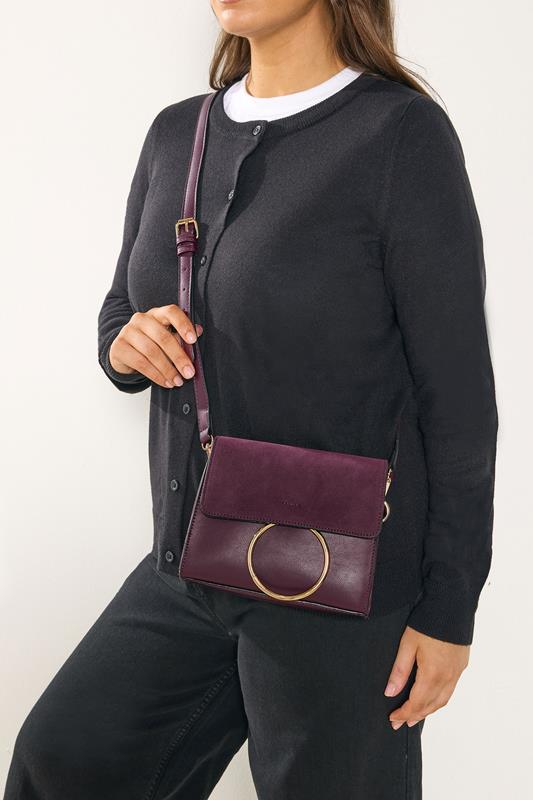  Yours Burgundy Red Ring Detail Cross Body Bag