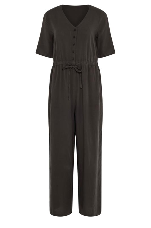 M&Co Petite Chocolate Brown Tie Waist Jumpsuit | M&Co 5