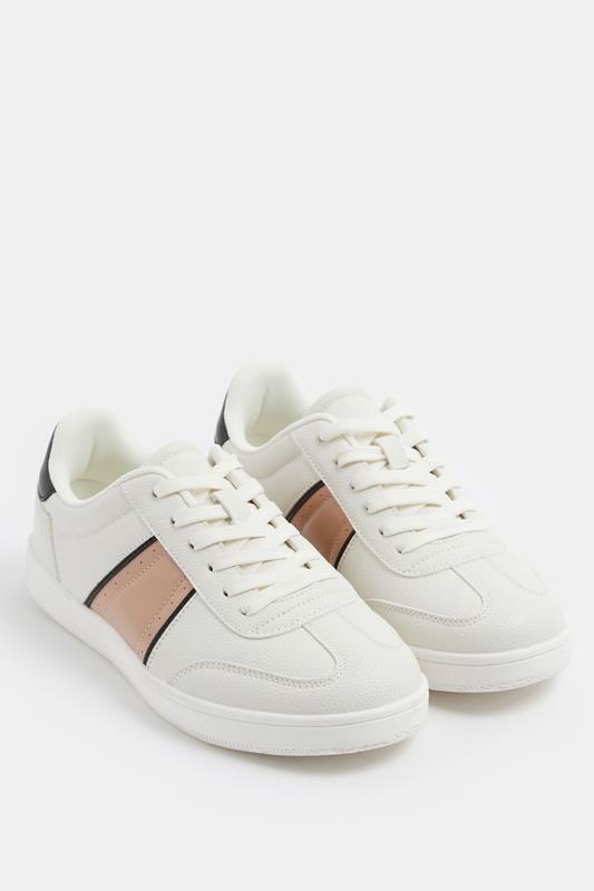 White Panelled Trainers In Extra Wide EEE Fit | Yours Clothing 1