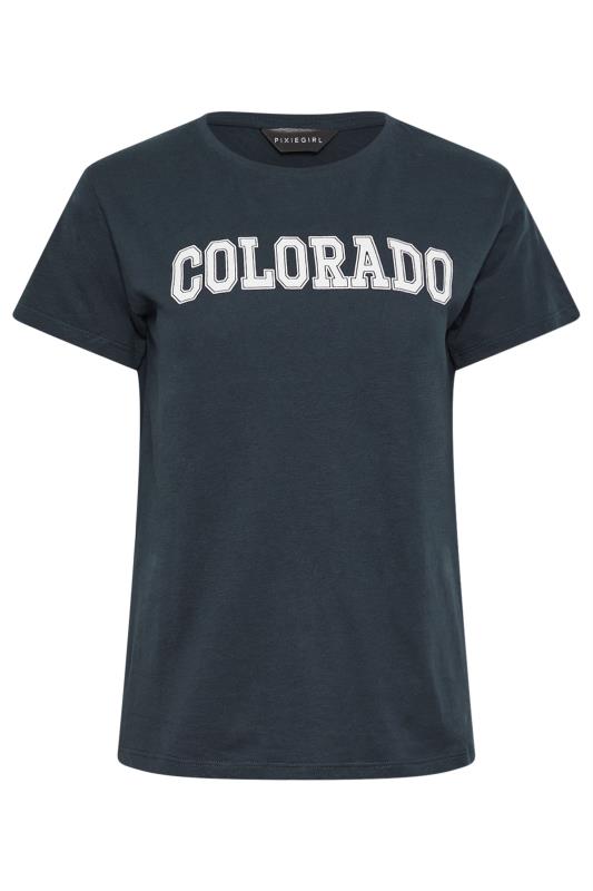 PixieGirl Navy Blue 'Colorado' Slogan T-Shirt | PixieGirl 5