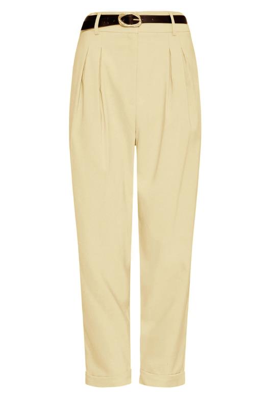 Petite Beige Brown Belted Tailored Trousers | PIxieGirl | PixieGirl