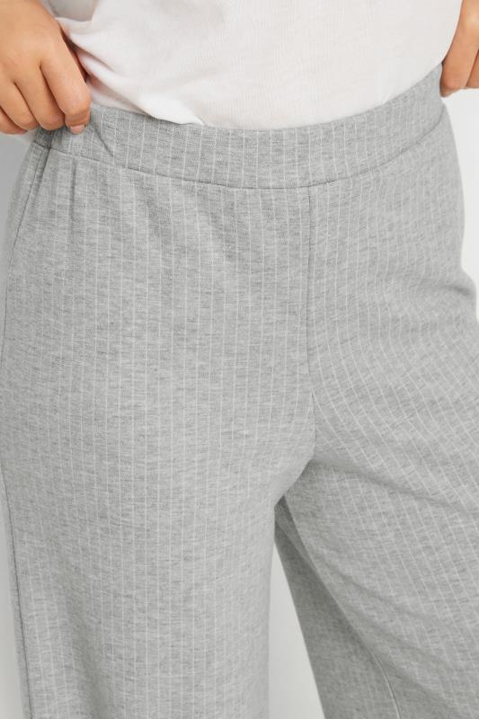 PixieGirl Petite Women's Light Grey Pinstripe Jersey Wide Leg Trousers | PixieGirl 4
