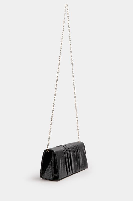 Black Faux Leather Metallic Clutch Bag | Yours Clothing 3