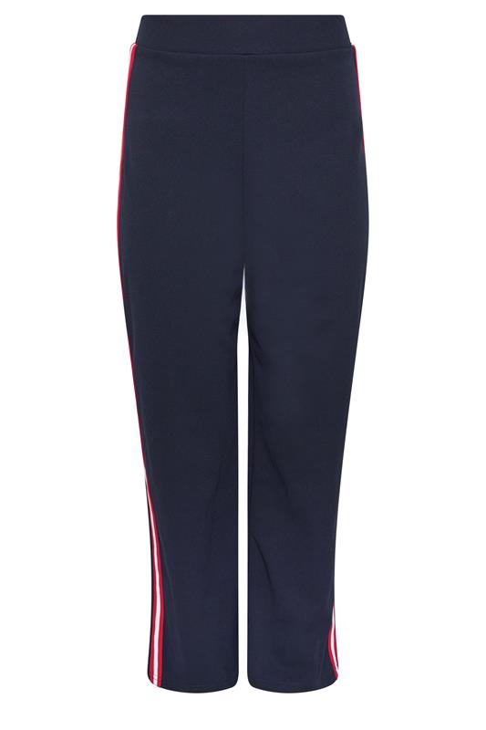 M&Co Petite Navy Blue Side Stripe Wide Leg Trousers | M&Co 5