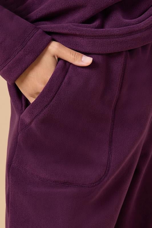 PixieGirl Petite Women's Burgundy Red Fleece Wide Leg Trousers | PixieGirl 4