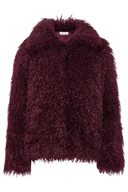 Petite  PixieGirl Petite Burgundy Red Mongolian Faux Fur Jacket