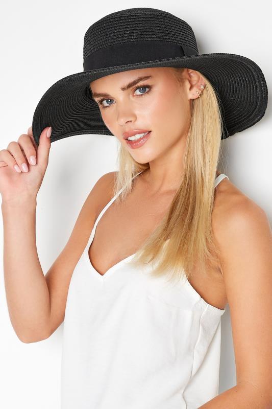 Plus Size  Yours Black Straw Wide Brim Boater Hat