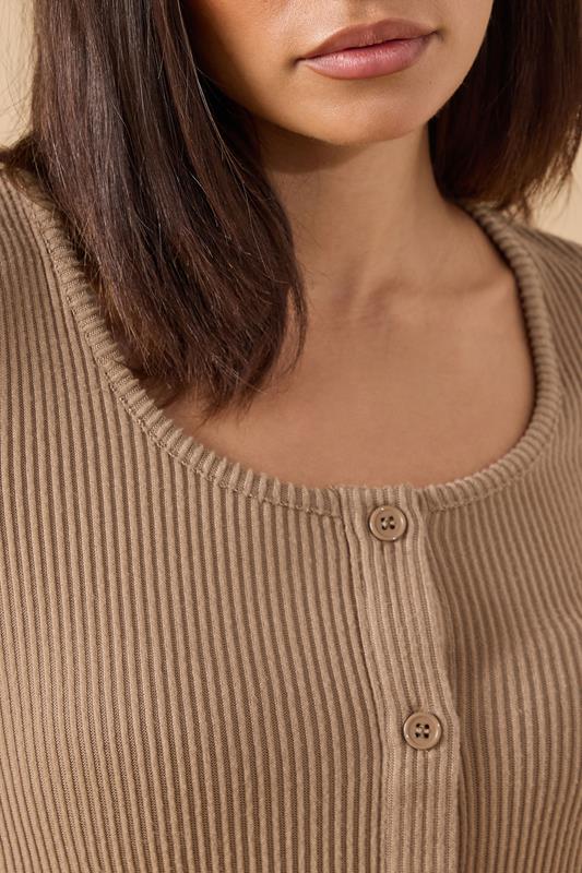 PIxieGirl Petite Women's Camel Brown Ribbed Cardigan | PixieGirl 5