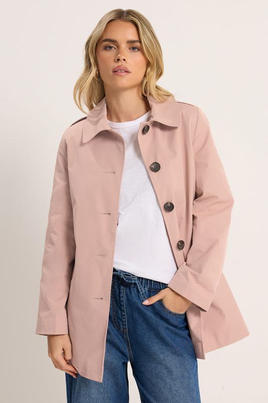  M&Co Petite Pink Tie Waist Mac Coat