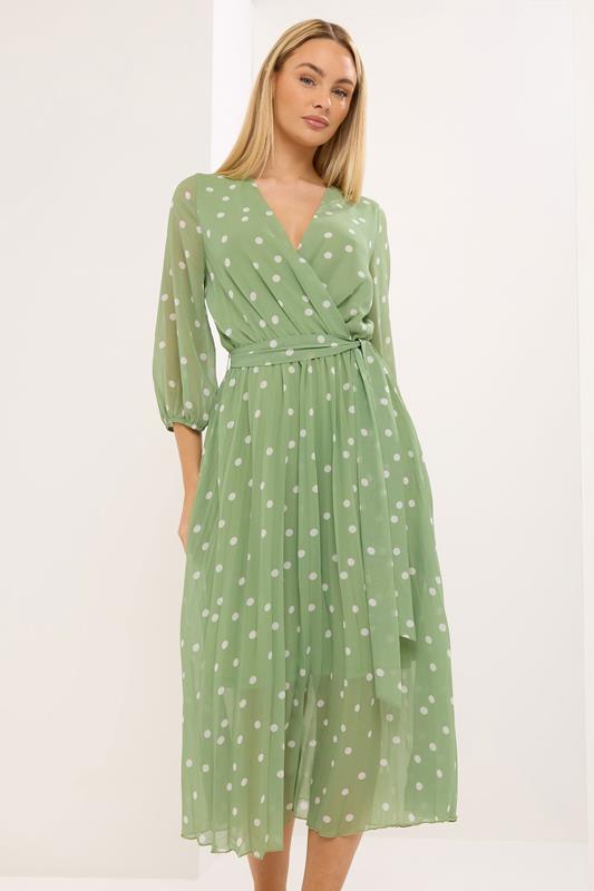 STAR Green Polka Dot Pleated Dress | StarByJM 1