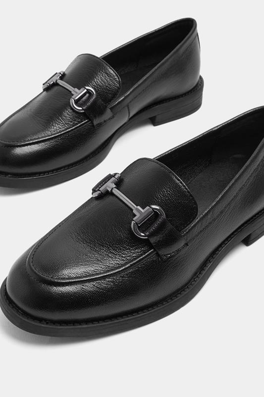 Black Metal Trim Loafers In Wide E Fit | Yours Clothing 7