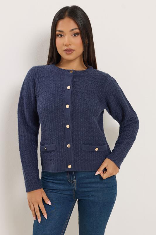  M&Co Petite Navy Blue Button Through Cardigan