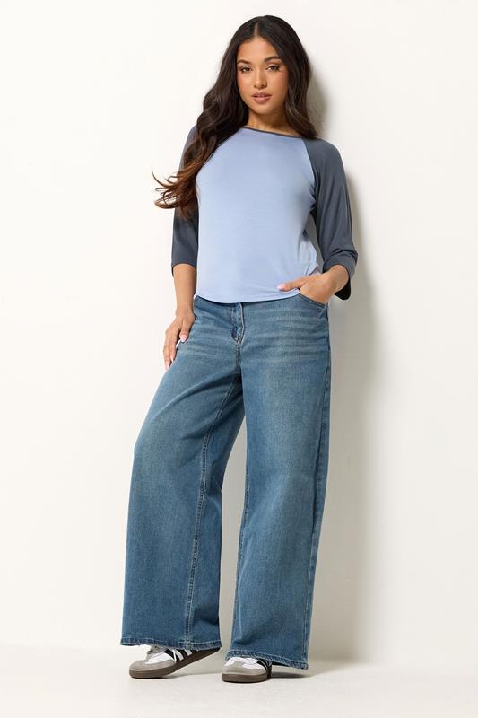 PixieGirl Petite Women's Blue Contrast Sleeve T-Shirt | PixieGirl 1