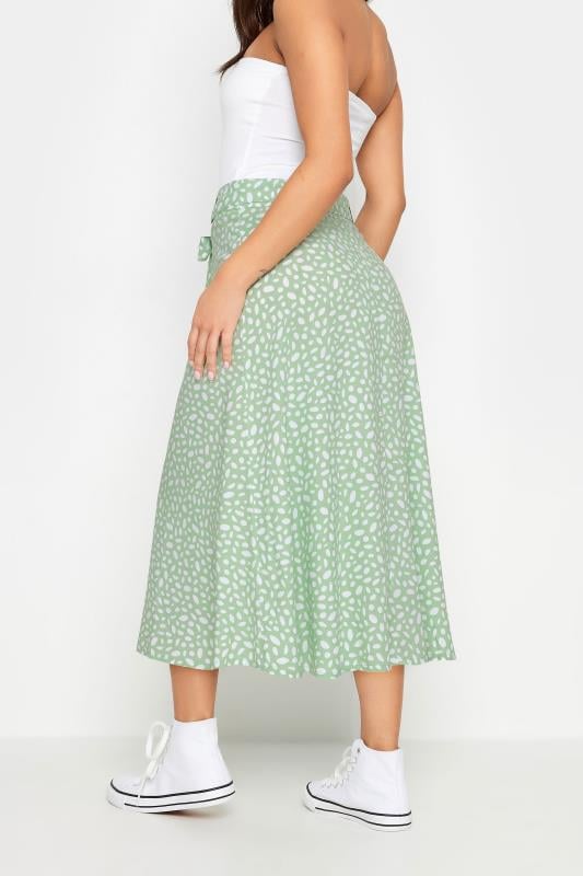PixieGirl Petite Women's Sage Green Abstract Spot Print Midi Skirt | PixieGirl 2