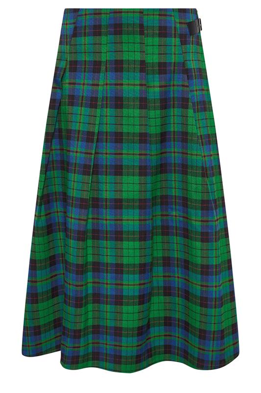 Petite  PixieGirl Petite Green & Blue Check Midi Skirt