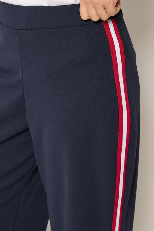 M&Co Petite Navy Blue Side Stripe Wide Leg Trousers | M&Co 4
