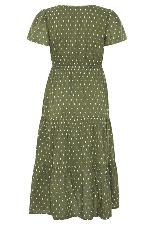 M&Co Petite Khaki Green Dobby Tiered Maxi Dress | M&Co 2