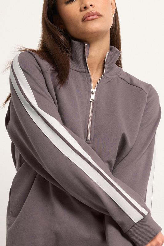 PixieGirl Petite Women's Set Purple Stripe Quarter Zip Sweatshirt & Wide Leg Joggers | PixieGirl 5