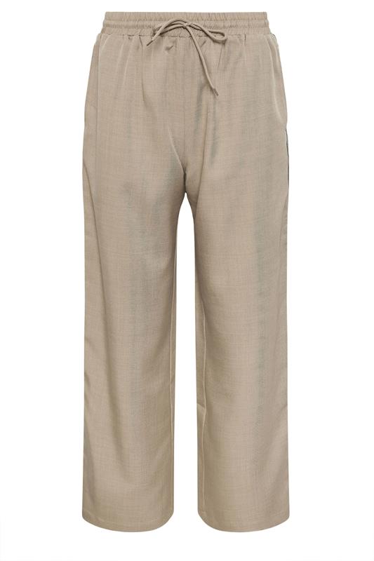 PixieGirl Petite Women's Beige Brown Side Stripe Wide Leg Trouser | PixieGirl 5