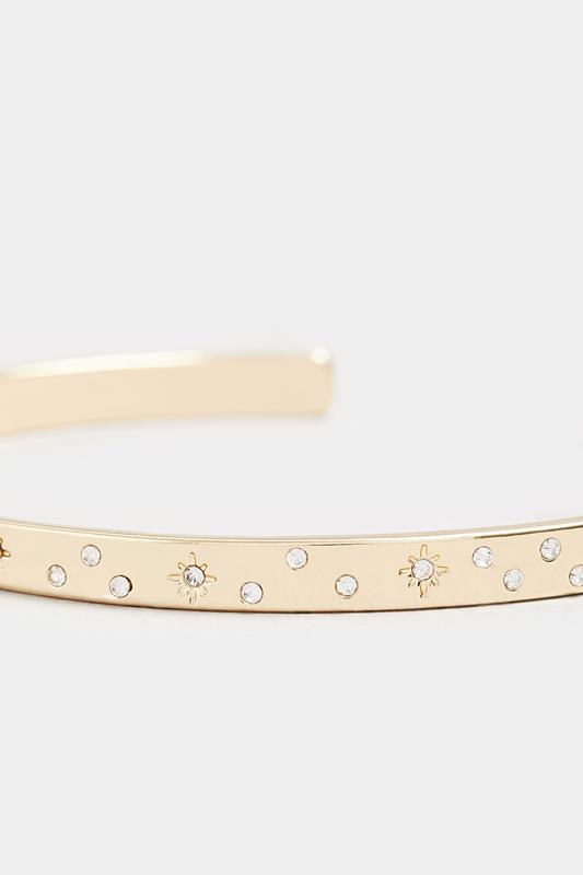 Gold Tone Star Diamante Cuff Bracelet | Yours Clothing 3