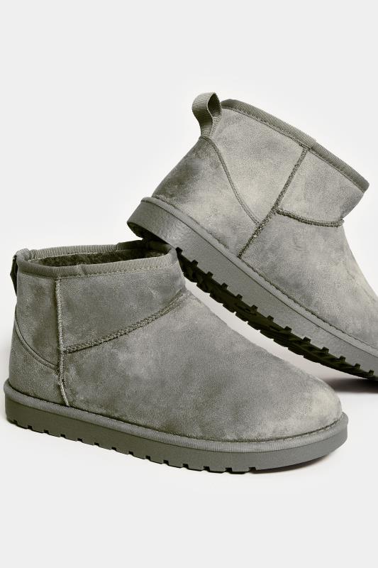 Grey Faux Suede Faux Fur Lined Ankle Boots In Extra Wide EEE Fit | Yours Clothing 5