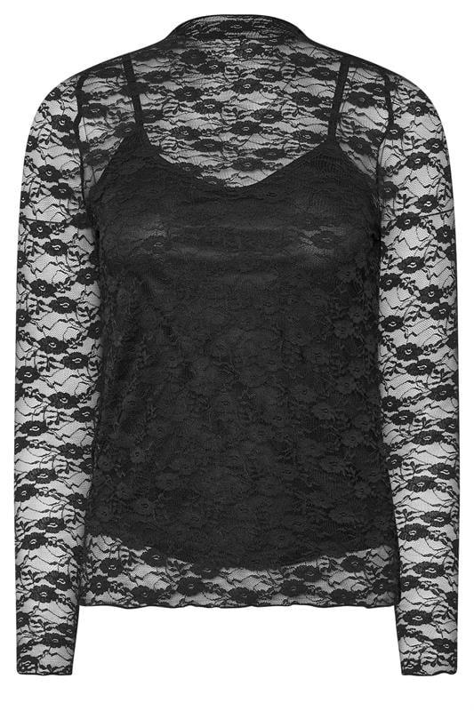 PixieGirl Petite Women's  Black Long Sleeve Lace Top | PixieGirl 1