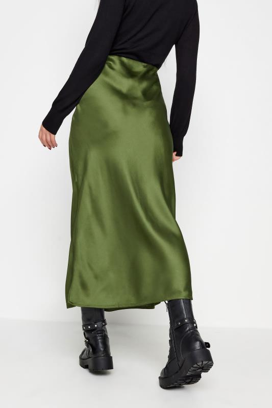 PixieGirl Petite Olive Green Satin Midaxi Skirt | PixieGirl  5