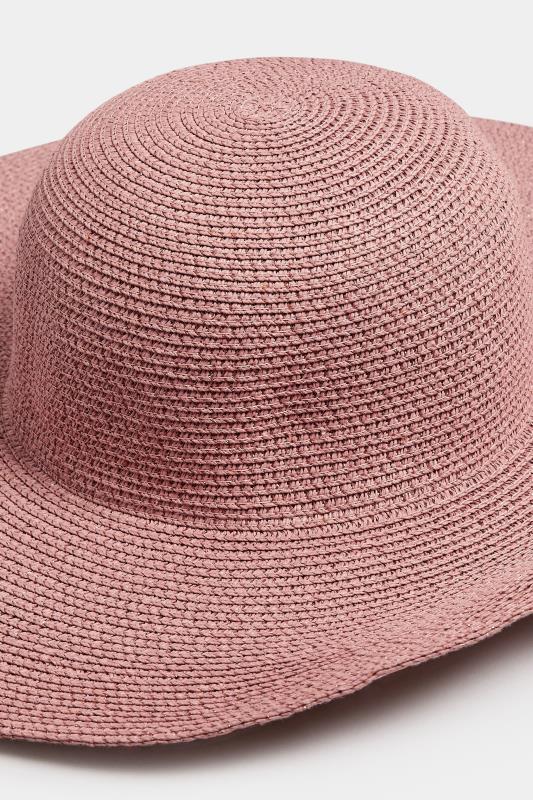Pink Wide Brim Straw Hat | Yours Clothing 3