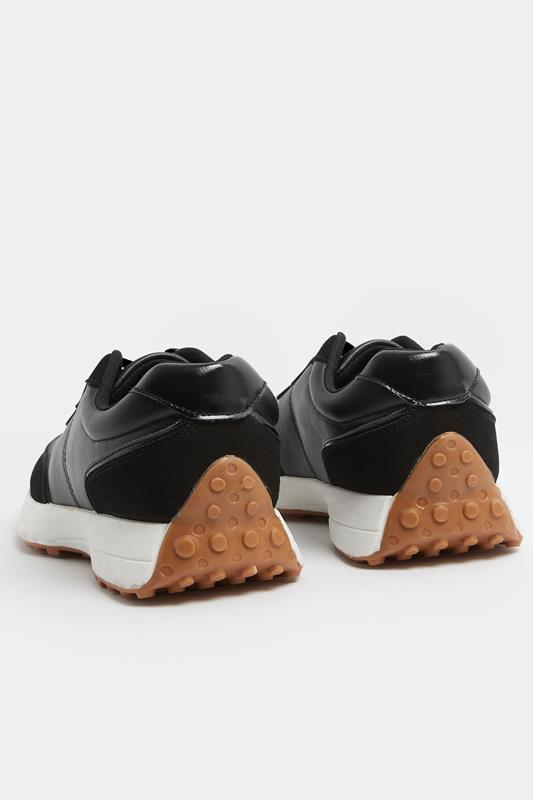 Black Faux Leather Runner Trainers In Extra Wide EEE Fit | Yours Clothing 4