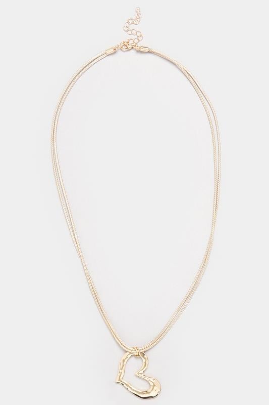 Gold Tone Hammered Heart Necklace | Yours Clothing 2