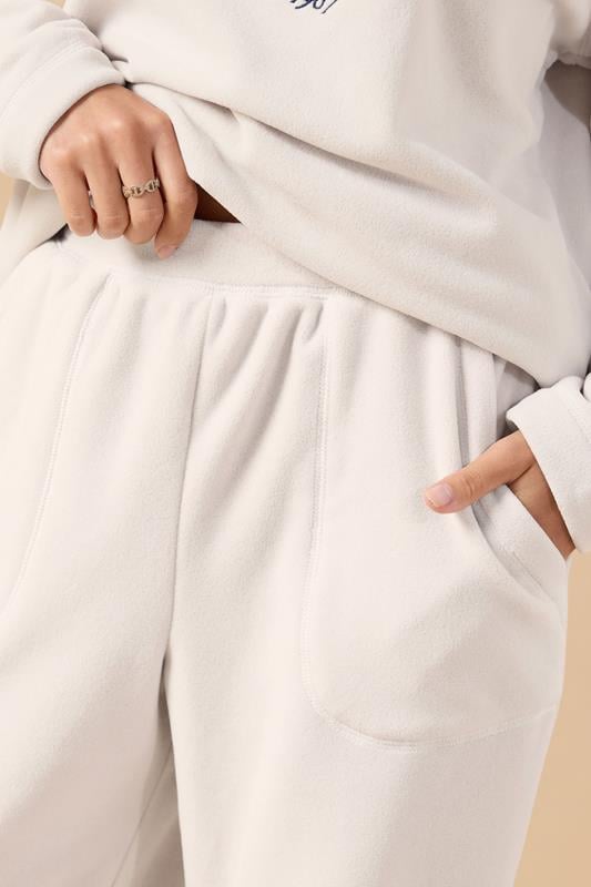 PixieGirl Petite Women's Ivory White Fleece Wide Leg Trousers | PixieGirl 5
