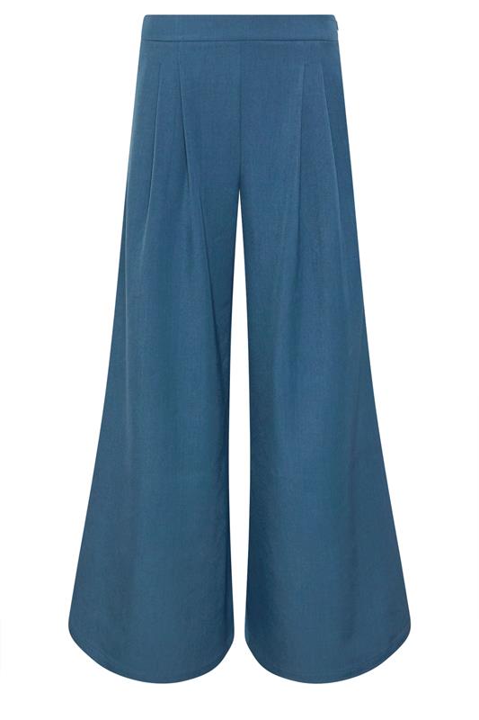 PixieGirl Petite Women's Teal Blue Pleat Front Palazzo Trousers | PixieGirl 6