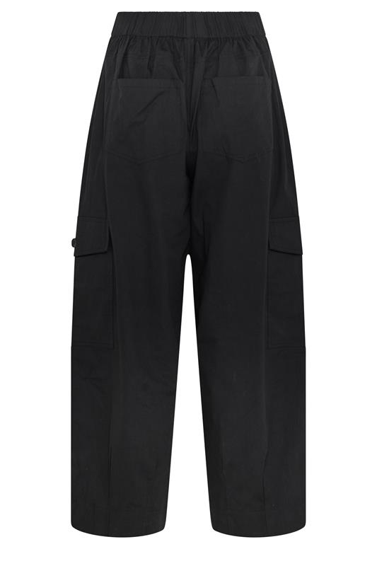 PixieGirl Petite Women's Black Poplin Cotton Cargo Barrel Leg Trousers | PixieGirl 7