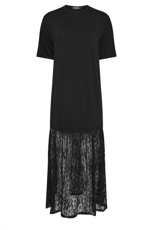 PixieGirl Petite Women's Black Lace T-Shirt Maxi Dress | PixieGirl 1