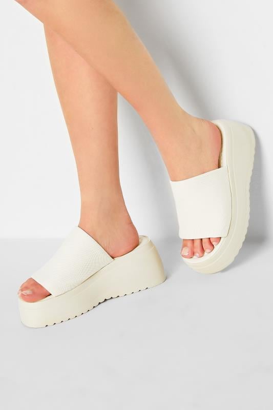 Petite  PixieGirl White Wedge Platform Mule Sandals In Standard Fit