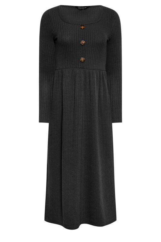 PixieGirl Black Ribbed Long Sleeve Button Dress | PixieGirl  5