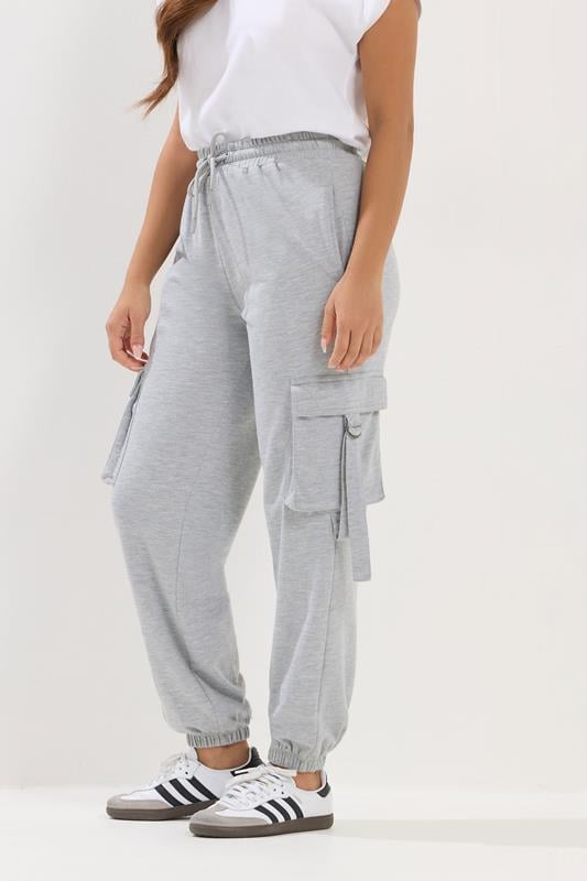 PixieGirl Petite Women's Grey Marl Cargo Joggers | PixieGirl 1
