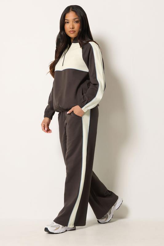 PixieGirl Petite Women's Chocolate Brown Colour Block Quarter Zip