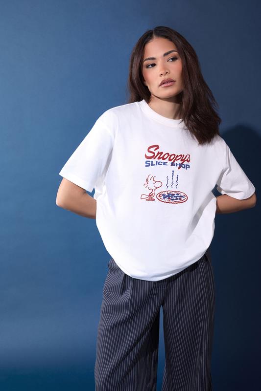  PixieGirl Petite Ivory White Snoopy Graphic Cotton T-Shirt