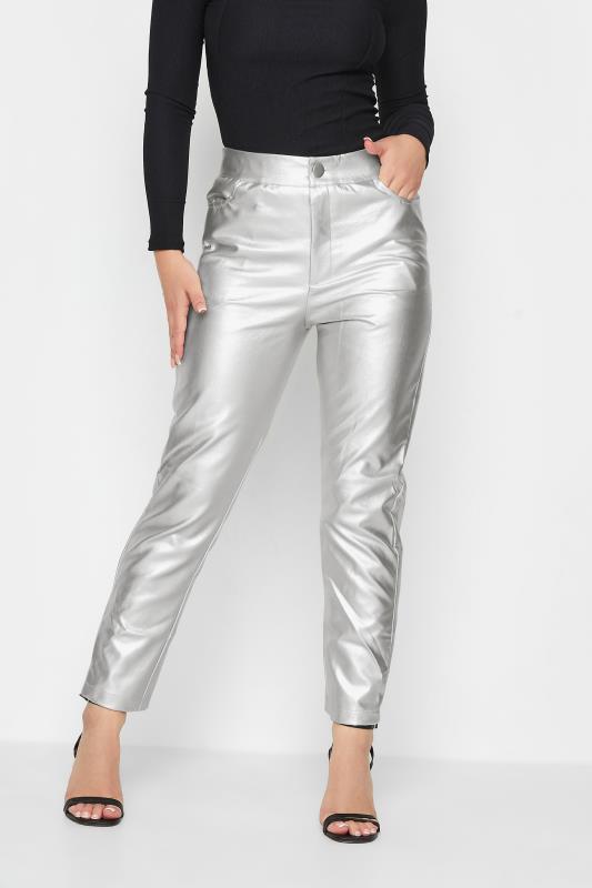 The Surprising Trouser Trend Every Fashion Person Is Wearing This Season | Silver  trousers, Silver jeans outfit, Metallic trousers